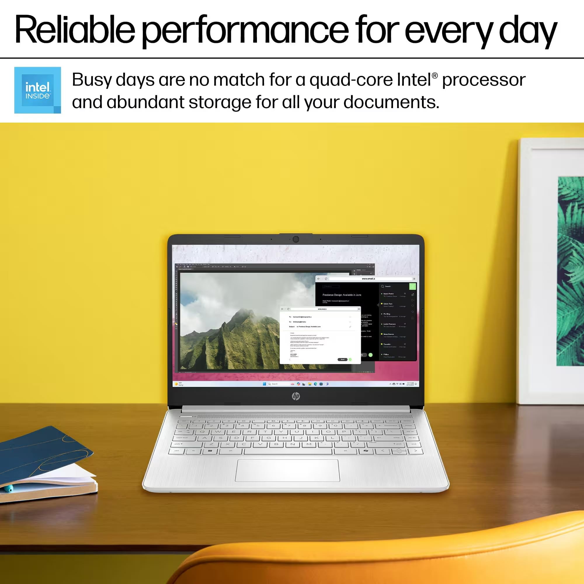 HP 14" Laptop Student Business Computer - 2025 New Version, Intel N150 Processor, 1-Year Microsoft 365, Win 11 Home, Copilot AI, 12Hr Battery, 16GB RAM 384GB Storage (128GB UFS+256GB MSD) Silvery