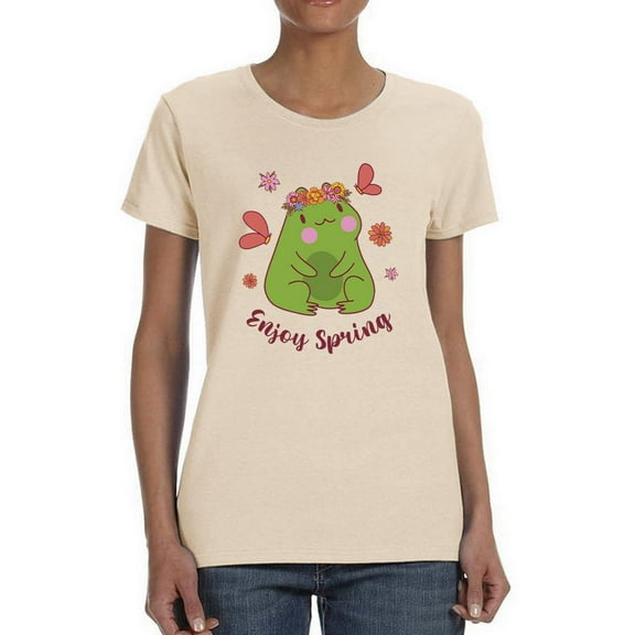 Cute Frog Enjoy Spring T-Shirt Women -Smartprints Designs, Female XX-Large