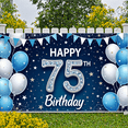 thumbnail image 5 of Blue White Theme 75th Birthday Banner Decor Happy Birthday Display Star Pattern Balloon Design Anniversary Backdrop for 75th Birthday Party Anniversary Celebration Family Gathering, 5 of 9