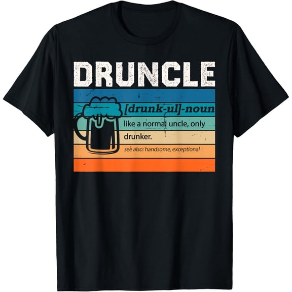 t-shirt Retro Vintage Druncle Definition Drunker Uncle Beer Drinker T-Shirt mens,black,women,funny,journey,Crew Neck, Short Sleeve,custom clothing patterns.gift