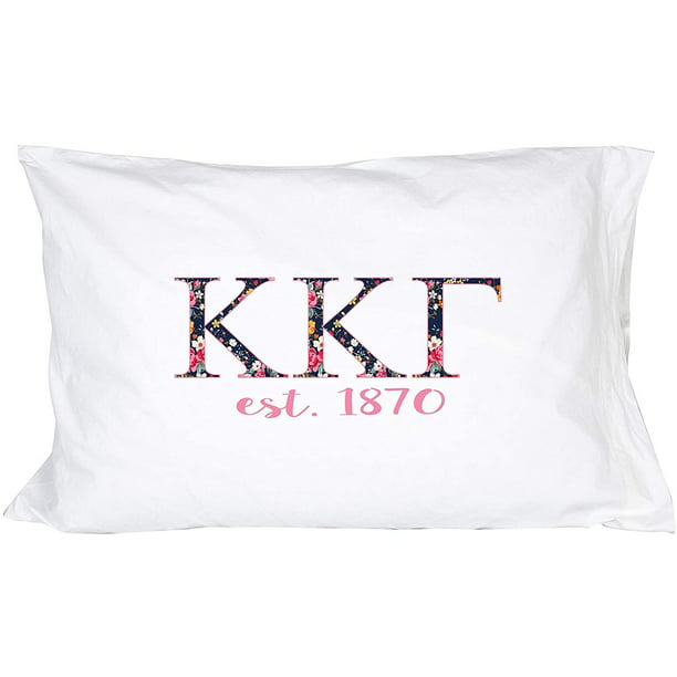 kunst Let at ske Reklame Kappa Kappa Gamma Sorority Floral Letters with Founding Year Pillowcase 300  Thread Count 100% Cotton KKG - Walmart.com