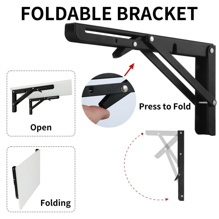 sixwipe 2 Pack Folding Shelf Brackets 10 inch Heavy Duty Metal