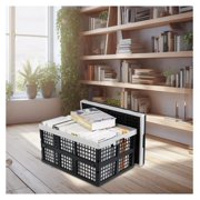 3-Pack 42 L Plastic Storage Collapsible Crate, Folding Plastic Stackable Utility Crate