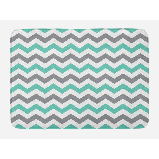 Chevron Bath Mat, Chevron Pattern Geometric Wavy Zigzag Herringbone