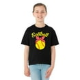 thumbnail image 3 of Wild Bobby, Cute Ribbon Bow Softballs Girls Graphic T-Shirt Black, 3 of 3