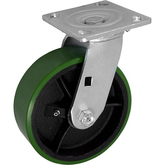 6 inch x 2 inch PCI Polyurethane Heavy Duty Industrial Non-Marking Caster, 1 Swivel Caster, 1200 LBS Load Capacity, GREEN (Single) - ICON 6600 Series