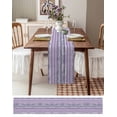thumbnail image 6 of Purple Striped Burlap Cotton Table Runner 13x48 Inches Long, Monochrome Silverygeometric Lines Dots Farmhouse Table Runners, Outdoor Dining Tablecloths Decor for Baby Shower/Party/Wedding, 6 of 6