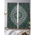 thumbnail image 3 of Boho Flower Sheer Curtains 108 inches Long, Dark Green Bohemia Geometric Tribal Ethnic Light Filtering Sheer Window Curtains Rod Pocket Voile Drapes for Bedroom Living Room, 2 Panels 52"W x 108"L, 3 of 7