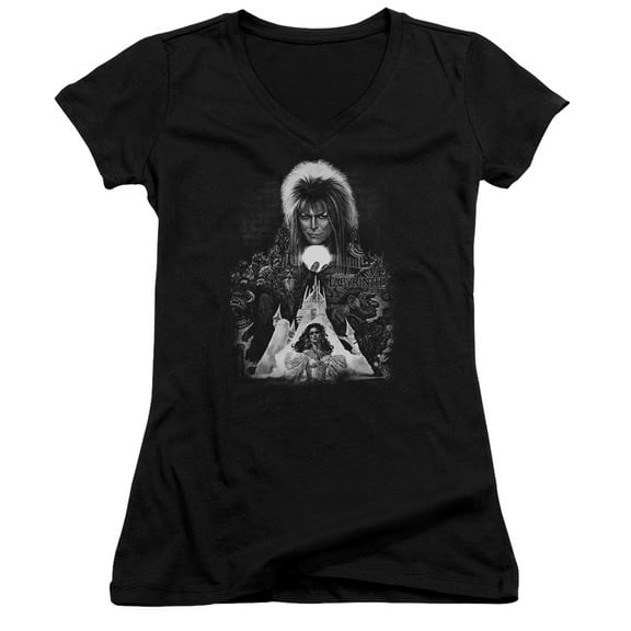 Labyrinth Castle Junior Women's T-Shirt V-Neck Black