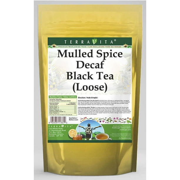 TerraVita Decaf Mulled Spice Decaf Black Tea, (Mulled Spice Decaf, Loose Leaf Black Tea, 8 oz, 1