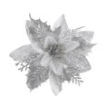 thumbnail image 1 of 12 piezas de flores de Pascua artificiales, decoración navideña de 5,9 pulgadas, adornos navideños con purpurina plateada, decoración de flores para árbol de Navidad, 1 of 5