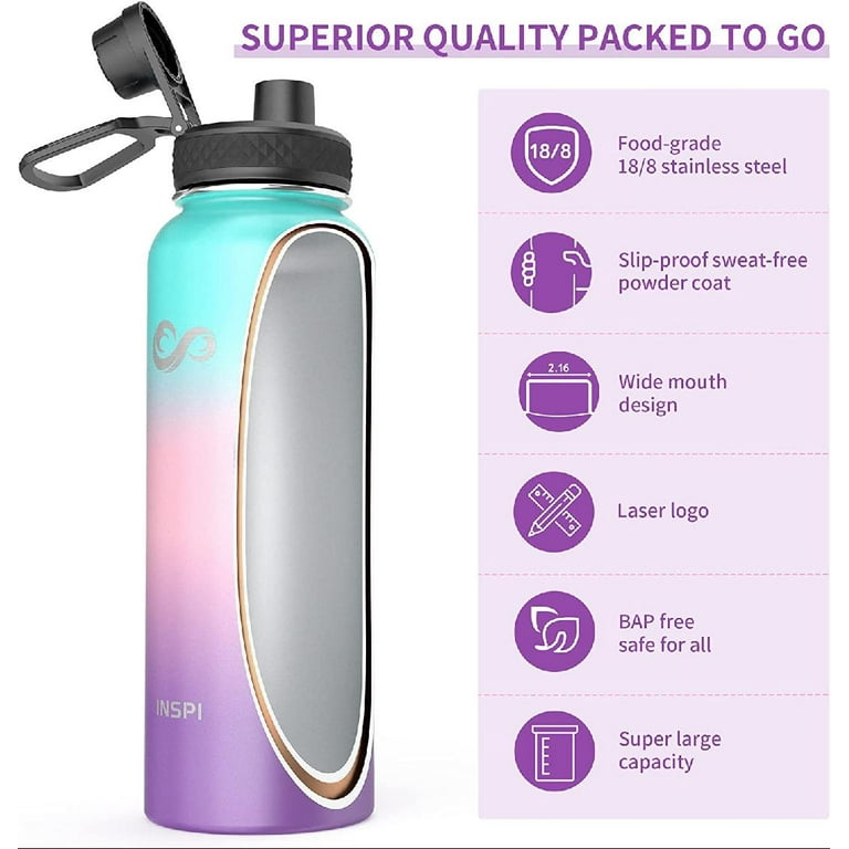 H2 HYDROLOGY Water Bottle - 18 oz, 22 oz, 32 oz, 40 oz, or 64 oz with 3  LIDS Double Wall Vacuum Insulated Stainless Steel Wide Mouth Sports Hot &  Col - Imported Products from USA - iBhejo