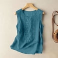 thumbnail image 4 of Womens Tank Tops Summer Cotton Linen Embroidery Casual Blouse Loose Fit Scoop Neck Gauze Boho Shirts, 2XL, 4 of 7