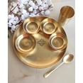 thumbnail image 3 of Indian Art Villa Brass Matt Finish 7 Pieces Dinner Set, 1 Thali, 3 Bowl, 1 Rice Plate, 1 Glass & 1 Spoon, Traditional Indian Dinnerware, 3 of 5