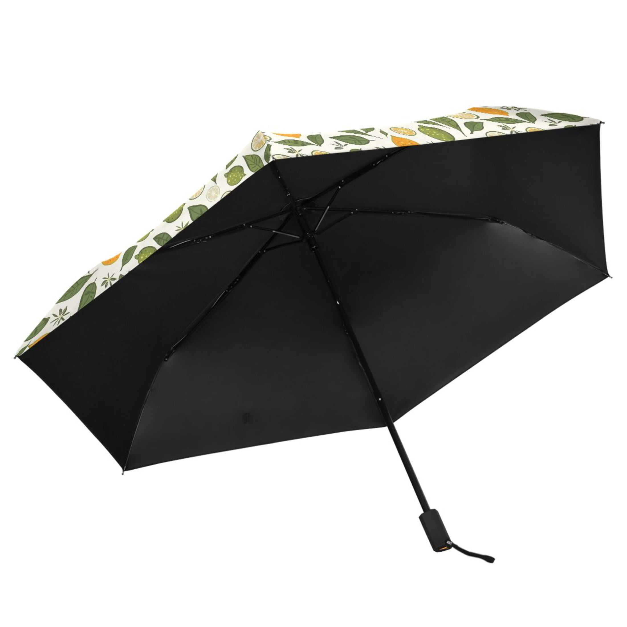 Lemon Limes Leaf Compact Sun Umbrella Windproof Travel Umbrellas for Rain Strong Portable UV Protection