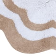 thumbnail image 2 of Sherry Kline  32" Scalloped Edge Round Bathmat Two Tone Color Taupe/White Center, 2 of 5