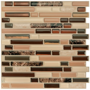 SMART TILES Peel and Stick Backsplash Tiles - 4 Sheets of 10in x 10in - 3D Adhesive Peel and Stick Tile Backsplash for Kitchen, Bathroom, Wall Tiles
