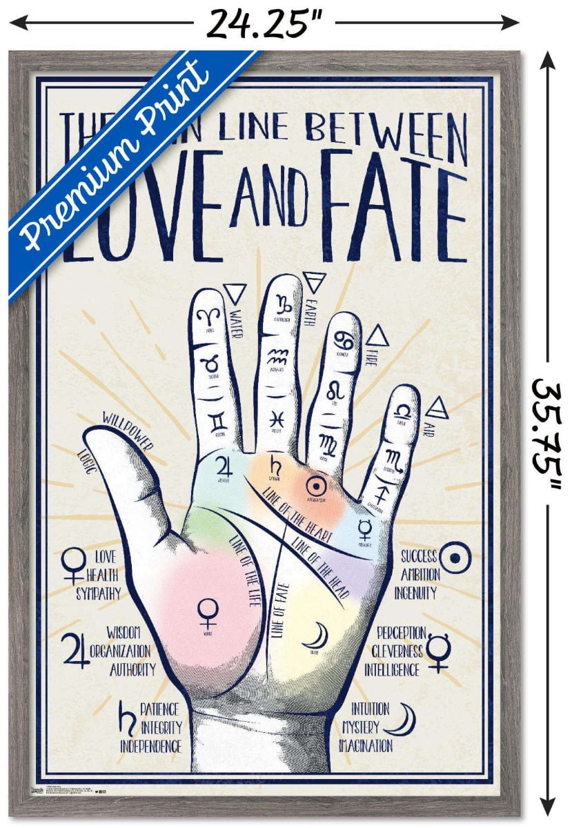 Palmistry Wall Poster, 22.375" x 34", Framed
