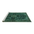 thumbnail image 2 of Ahgly Company Machine Washable Indoor Rectangle Medallion Turquoise Blue Traditional Area Rugs, 7' x 9', 2 of 4