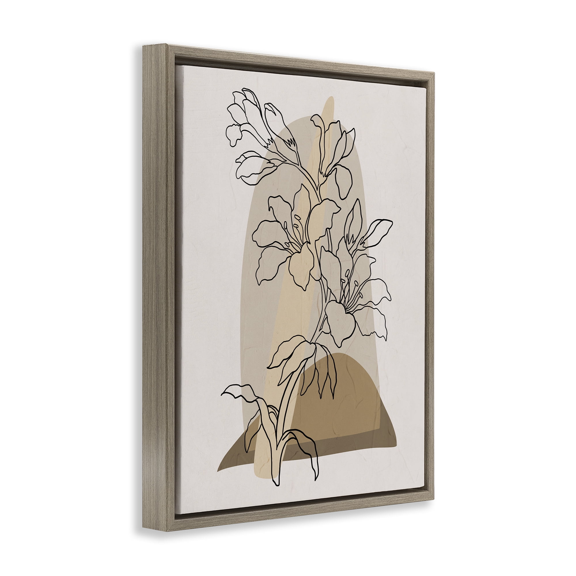 Stupell Industries Boho Lily Impression Botanical & Floral Painting Brown Floater Framed Art Print Wall Art, 17 x 21