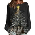 thumbnail image 2 of Hipattires Merry Christmas! Womens Long Sleeve Shirts Crew Neck Fleece Warm Thick Pullover Sweaters Knitting Cotton Graphic Printed Christmas Tops for Ladies Festival, 2 of 5