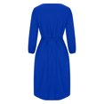 thumbnail image 6 of IROINNID Cocktail Dress for Women Wedding Guests Dresses for Women Long Sleeve Round-Neck Slim Dress Solid Classic Dress Deals,Blue, 6 of 7