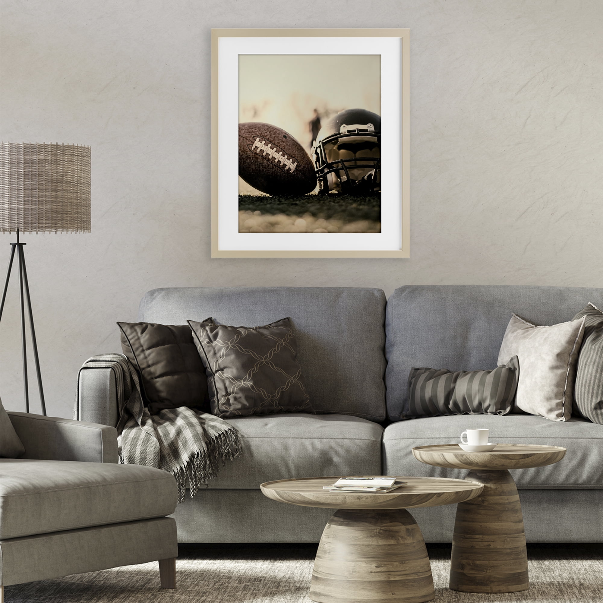 Stupell Industries Football Stand Alone Birch Framed Print Under Glass, design by Jesse Keith