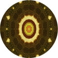 thumbnail image 1 of Ahgly Company Machine Washable Indoor Round Transitional Black Brown Area Rugs, 3' Round, 1 of 7