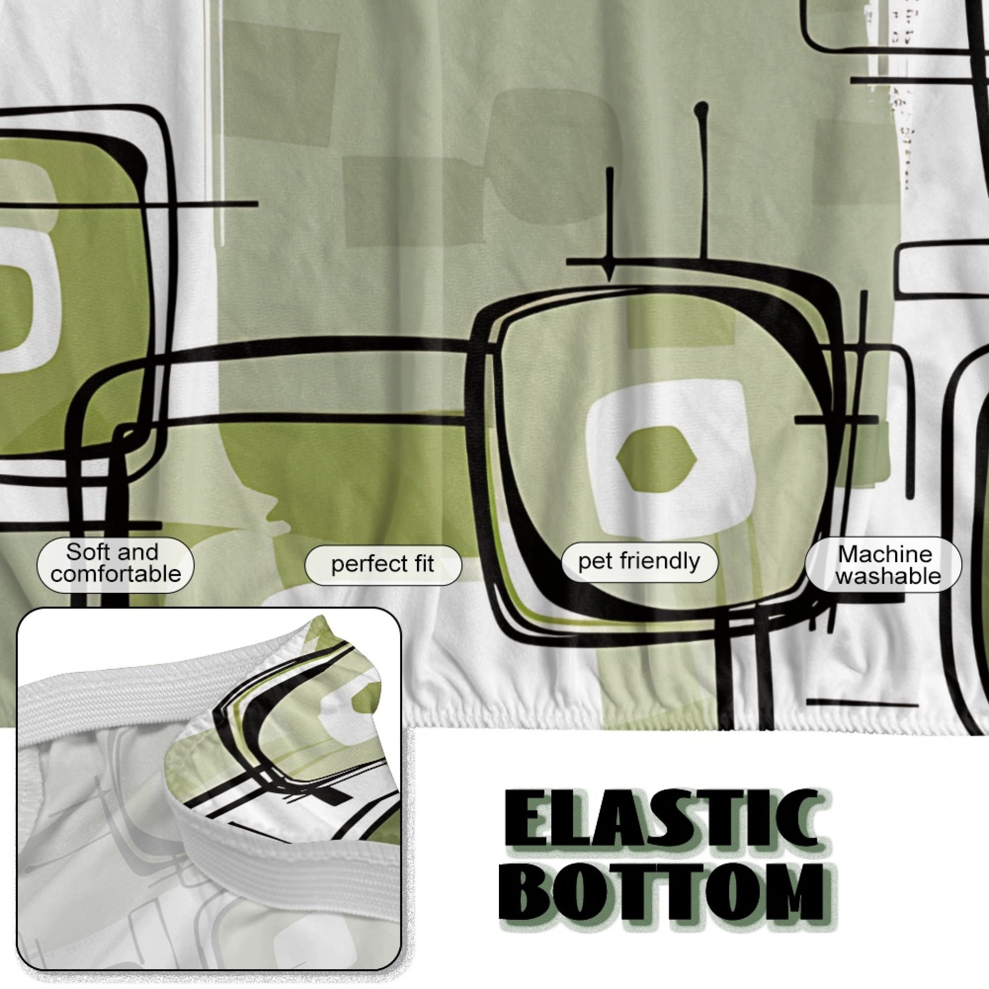 ZIATUBLES Abstract Geometry Armless Sofa Futon Slipcovers, Stretch Couch Cover Dustproof Elastic Furniture Protector Machine Washable for Living Room Bedroom