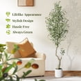 thumbnail image 5 of 2-Pack 7ft Artificial Olive Trees in White Pot - Tall Fake Plants with Lifelike Fruits & Dense Leaves for Modern Home Decor, 5 of 9