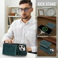 thumbnail image 5 of for iPhone 13 Wallet Case, Magnetic Phone Cover with Detachable Card Holder, RFID Blocking 2-in-1 Purse Shockproof PU Leather Case with Flip Kickstand for iPhone 13, Green, 5 of 10