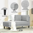 thumbnail image 6 of EUROCO 65" Mid-Century Modern Linen Fabric Corner Lounge Chair, Upholstered Indoor Chaise Lounge, Solid Wood Sleeper Sofa Bed for Bedroom, Office, Small Living Room & Apartment, Grey, 6 of 11
