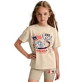 thumbnail image 2 of CCRFTGI USA Flag Summer Outfits for Children Girls Size 8 Patriotic Cute 250th anniversary usa 2 Piece Outfits Activewear 4th of July Short Sleeve Tee Top and Shorts Clothing Sets Khaki 11-12 Years, 2 of 5