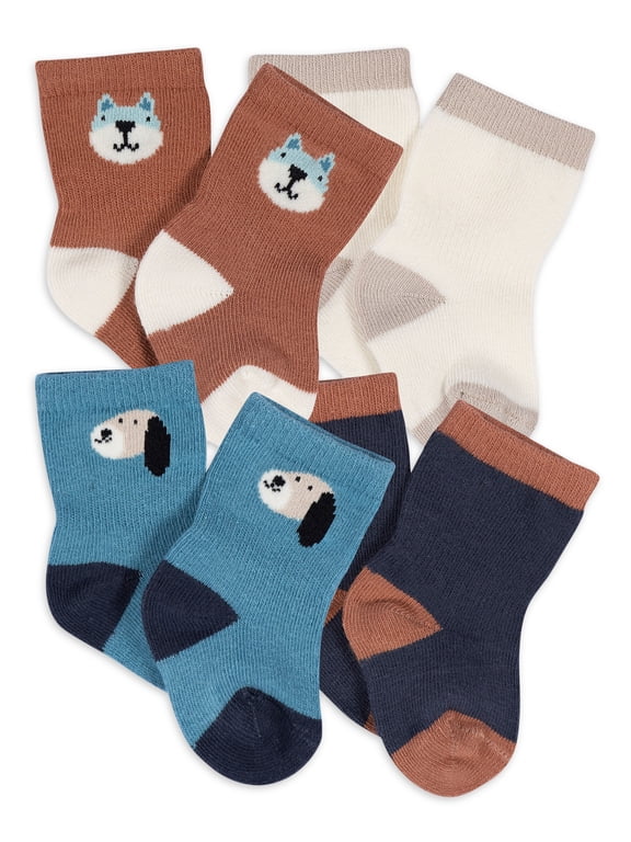Baby Boy or Girl Unisex Wiggle Proof Socks, 4-Pack, Sizes Newborn - 0/6 Months