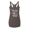 thumbnail image 2 of Wild Bobby This Girl Runs On Coffee And Jesus Inspirational/Christian Women Tri-Blend Racerback Tank Top, Brown, Small, 2 of 5