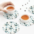 thumbnail image 7 of Fuzoiu Anchors And Shells Print Leather Coasters Set,Drink Coasters Set of 6,for Tabletop Protection, Durable PVC Coasters,Home Décor and Housewarming Gift,Octagon, 7 of 7