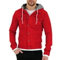 thumbnail image 4 of MIASHUI Men's Fall Winter Solid Color Windproof Hooded Sweatshirt Athletic Long Sleeve Pullover Casual Sportswear Top Red,XXXL, 4 of 4