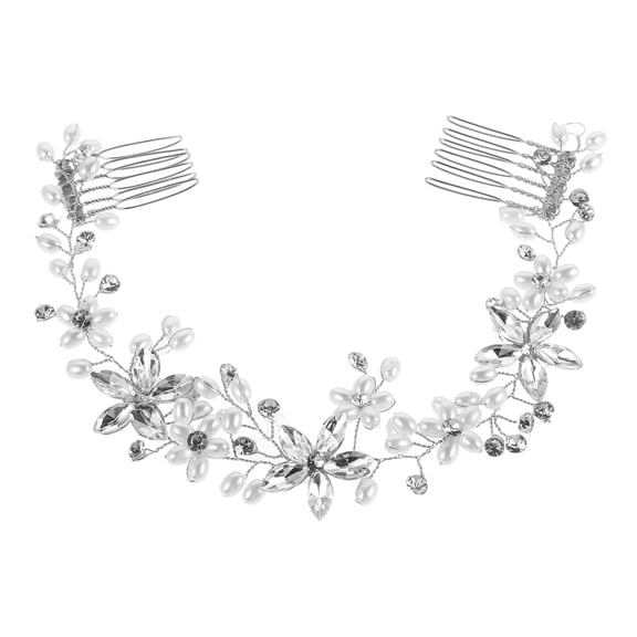 PTOOTP Elegant Silver Floral Headpiece for Brides Comb for Special Occasions