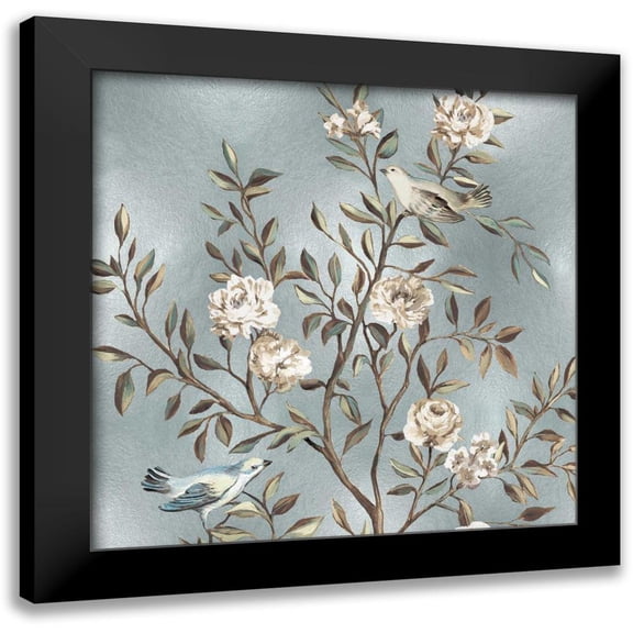 Campbell, Renee 12x12 Black Modern Framed Museum Art Print Titled - Chinoiserie in Silver I