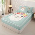 thumbnail image 3 of Erosebridal Cute Floral Llama Graphic Zipper Full Size Comforter Sets with Fitted Sheet and 2 Pillowcases,Hand Letter Text Secondary Tile Zipper Bedding Set,Mint White,4pcs,Reversible, 3 of 5