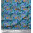 thumbnail image 1 of Soimoi Purple Japan Crepe Satin Fabric Palm Leaves Print Fabric by the Yard 42 Inch Wide, 1 of 3