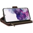 thumbnail image 3 of Wallet Case for Samsung Galaxy S21, Premium Vintage PU Leather Magnetic Closure Handbag Zipper Pocket Case Kickstand Card Holder Slots with Wrist Strap TPU Shockproof Flip Case - Coffee, 3 of 8