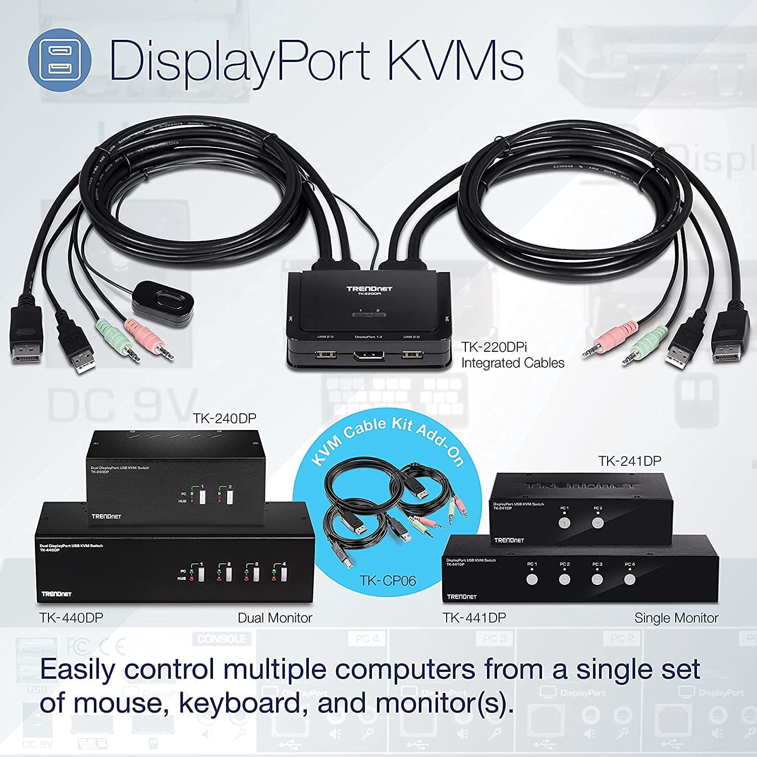 TRENDnet TK-220DPi, 2-Port 4K DisplayPort KVM Switch