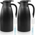 thumbnail image 1 of 2 Pcs 68 oz Thermal Coffee Carafe Insulated Stainless Steel Coffee Carafe for Hot Liquids Vacuum Thermal Pot Creamer Carafe Dispenser with Brushes Keeping Hot 12 Hours(Black), 1 of 5