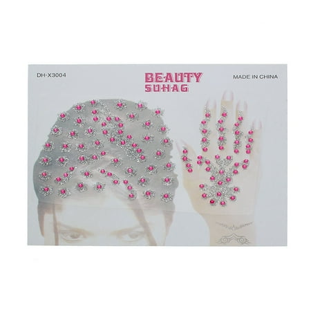 - Sexy Sparkles Glitter Shimmer Temporary Tattoo Sticker Body Art with Rhinestones 1 Sheet (Light Pink)