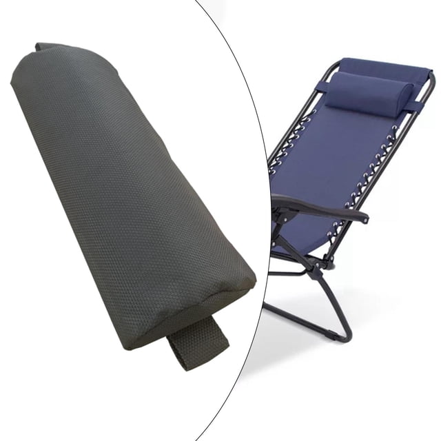 Cojín suave para la cabeza, almohada ajustable transpirable con correa, almohadilla cómoda extraíble para tumbona plegable, reposacabezas para jardín gris oscuro