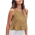 thumbnail image 1 of Hauts Sans Manches en Coton pour Femmes Débardeur Décontracté Uni Sans Manches Col Rond T - Tops, 1 of 6