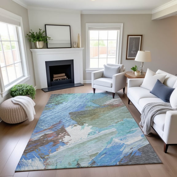 Addison Rugs Mayfield Premium Machine Washable Transitional Modern Sky Rectangle Rug, 10' x 14'