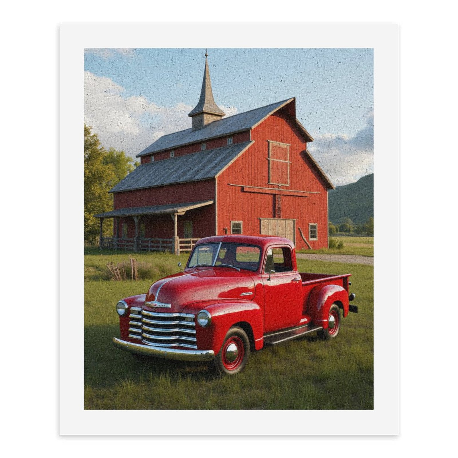 Paint by Numbers Kit for Adults, Red Truck Rustic Barn Landscape Paint by Numbers, Easy Paint by Numbers Kit for Adults Beginner, DIY Adult Paint by Number Kits on Canvas, Home Decor