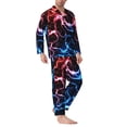 thumbnail image 2 of Honeii Red And Blue Lightning Pattern Mens Pajamas Set,2pcs Men's Lounge Long Sleeve Sleep Shirt and Pajama Bottoms Sleepwear Set,Mens Pjs Sets-XX-Large, 2 of 7